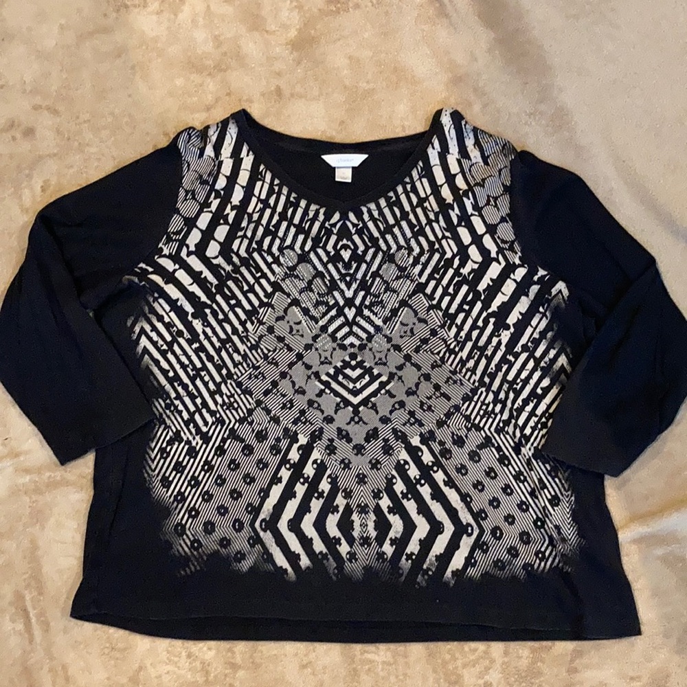 CJ Banks 3X black long sleeve graphic tee.